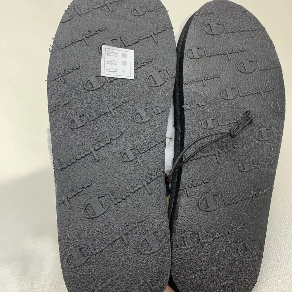 Champion‎ Sleepover Ombre Fur Black/Svstn/White Slipper Youth 4 New - Small Flaw